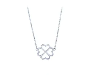 White or rose gold necklace with a diamond clover charm of hearts