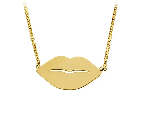 Yellow 9K necklace with lips