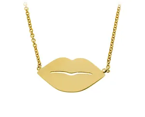 Yellow 9K necklace with lips