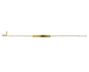 Yellow gold and diamond bracelet with "LOVE YOU" engraved