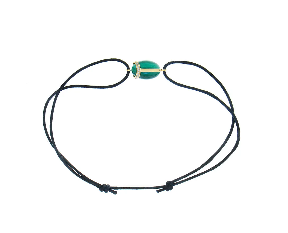 Yellow gold and diamond cabochon cut gemstone scarab bracelets