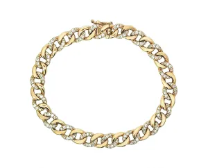 Yellow gold and diamond gourmet chain bracelet
