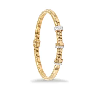 Yellow gold and diamond tube bracelet