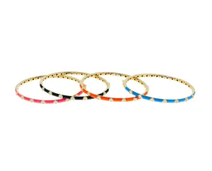 Yellow gold and enamel bangle bracelet with diamonds