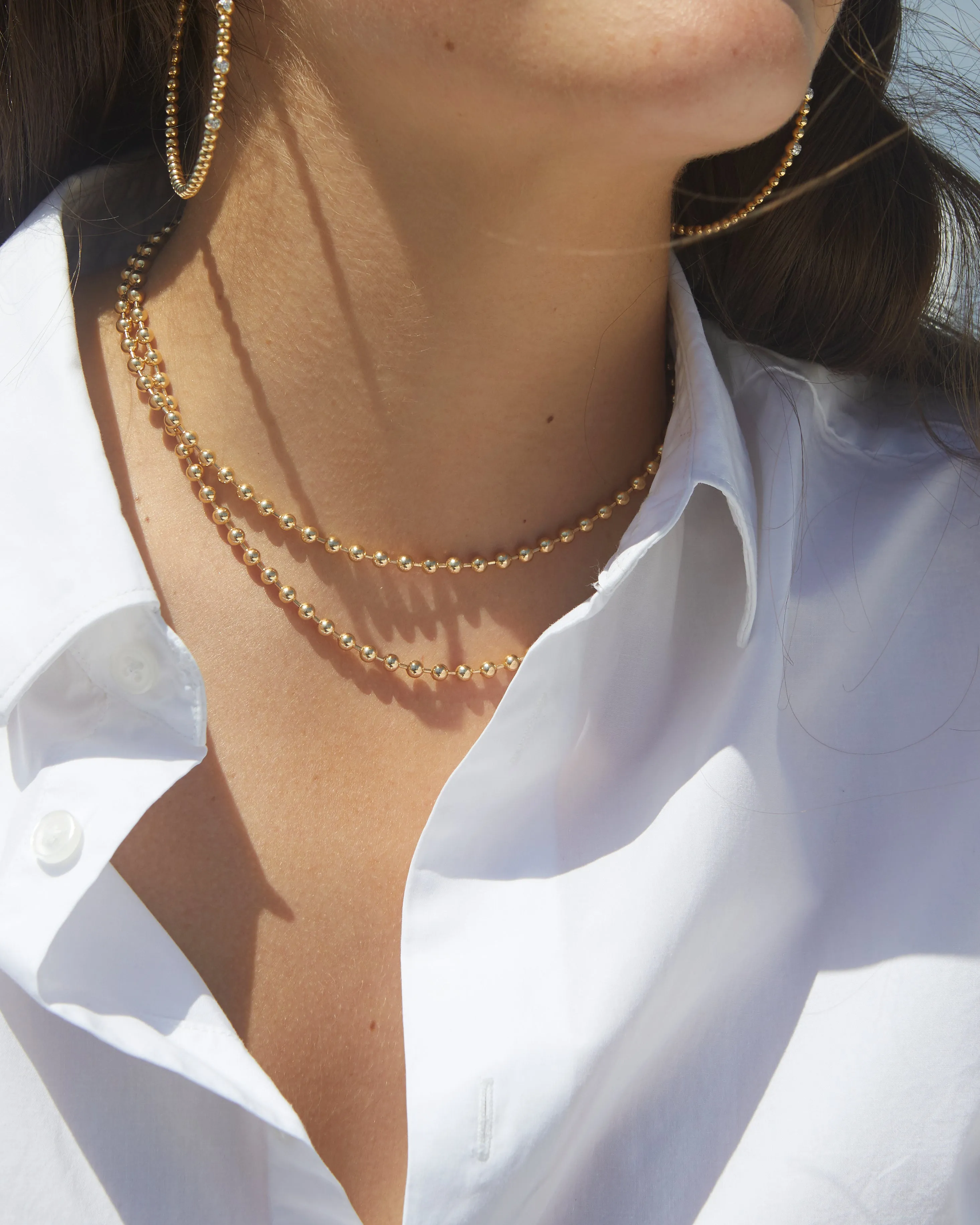 Yellow gold ball necklace