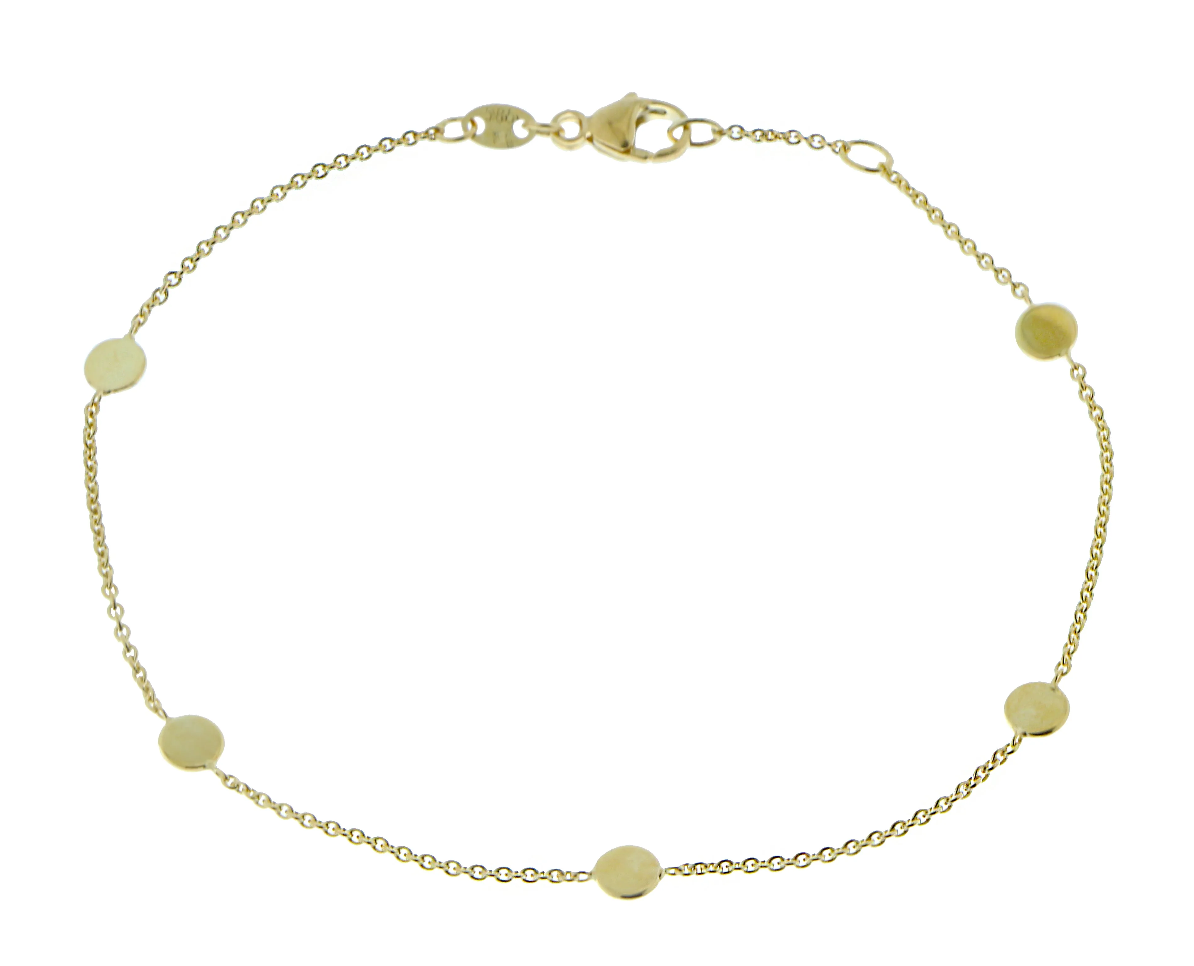 Yellow gold bracelet with 5 coins