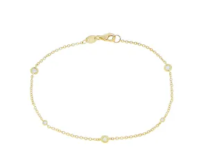 Yellow gold bracelet with 5 diamonds