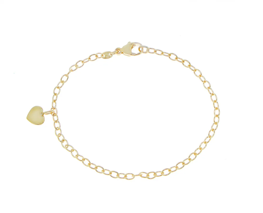 yellow gold bracelet with a dangling heart charm