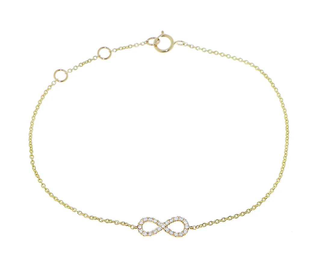 Yellow gold bracelet with a diamond infinity charm