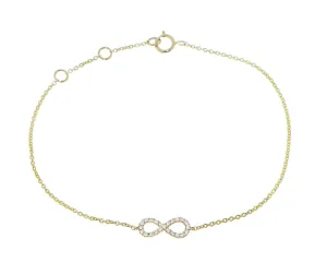 Yellow gold bracelet with a diamond infinity charm