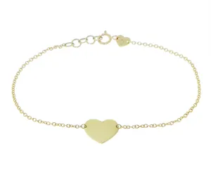 Yellow gold bracelet with a heart charm