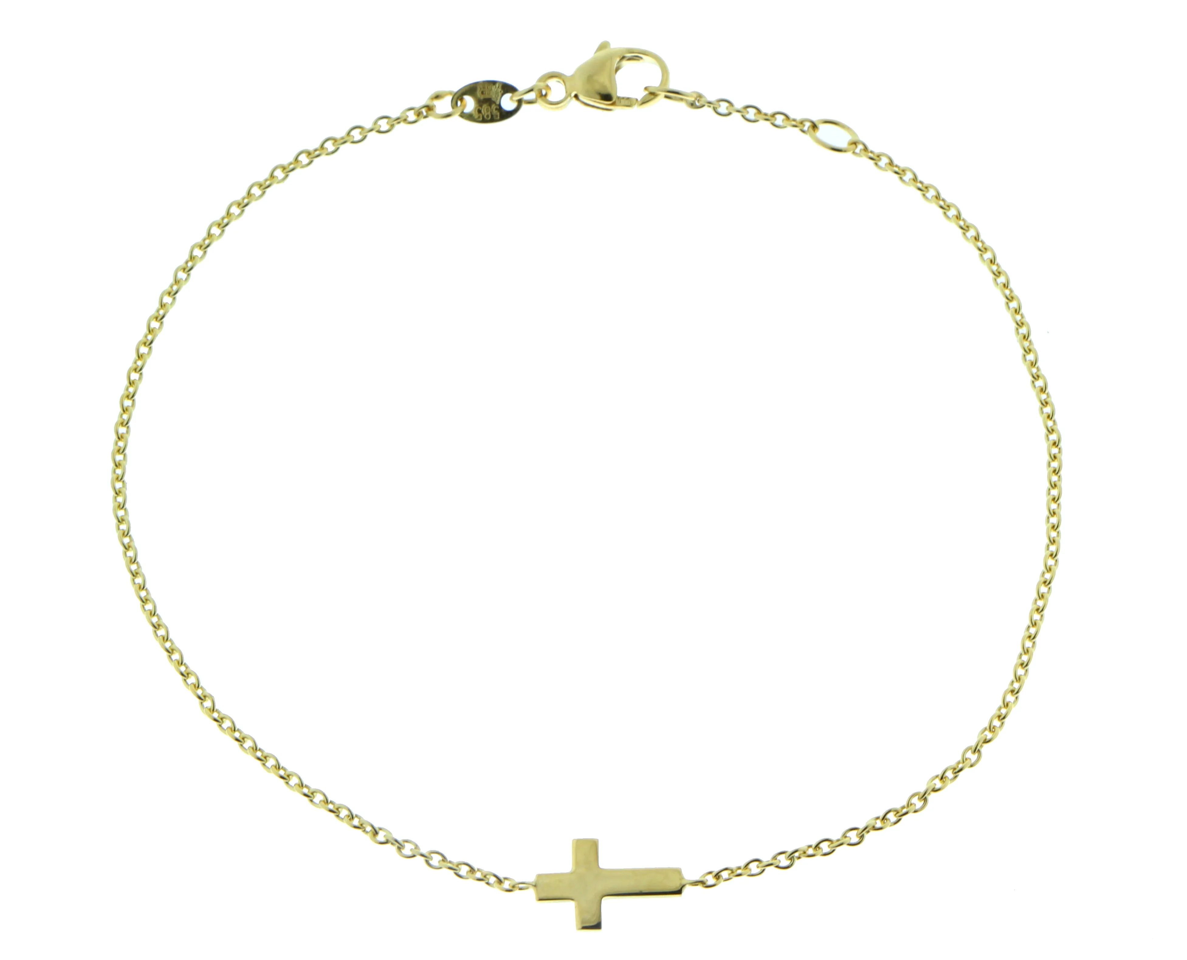Yellow gold bracelet with a small cross