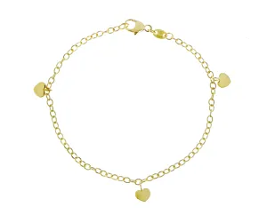 Yellow gold bracelet with heart pendants