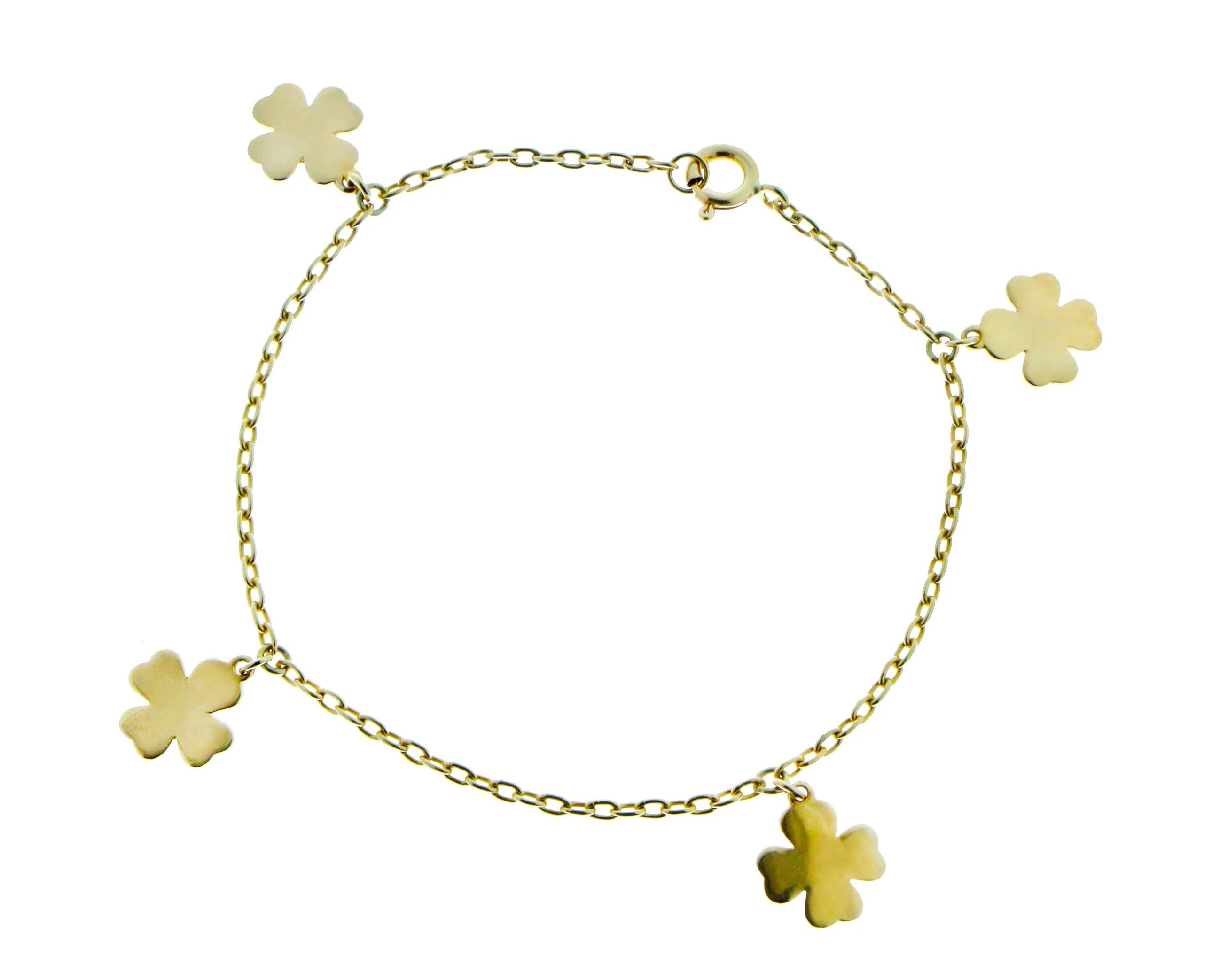 Yellow gold bracelet with heart pendants