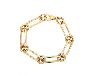 Yellow gold bracelet with round twisted and long oval smooth chains