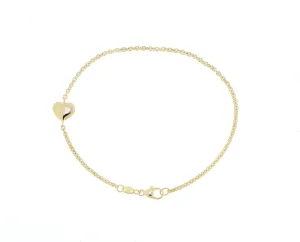Yellow gold chain bracelet with a heart charm