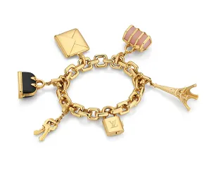 Yellow gold charm bracelet signed Louis Vuitton