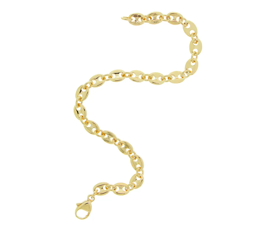 Yellow gold coffee bean chain bracelet