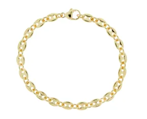 Yellow gold coffee bean chain bracelet