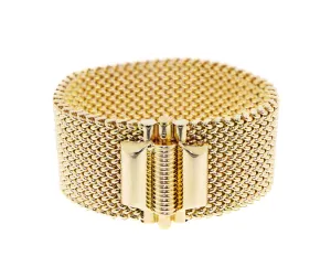 Yellow gold flat wide cuff bracelet