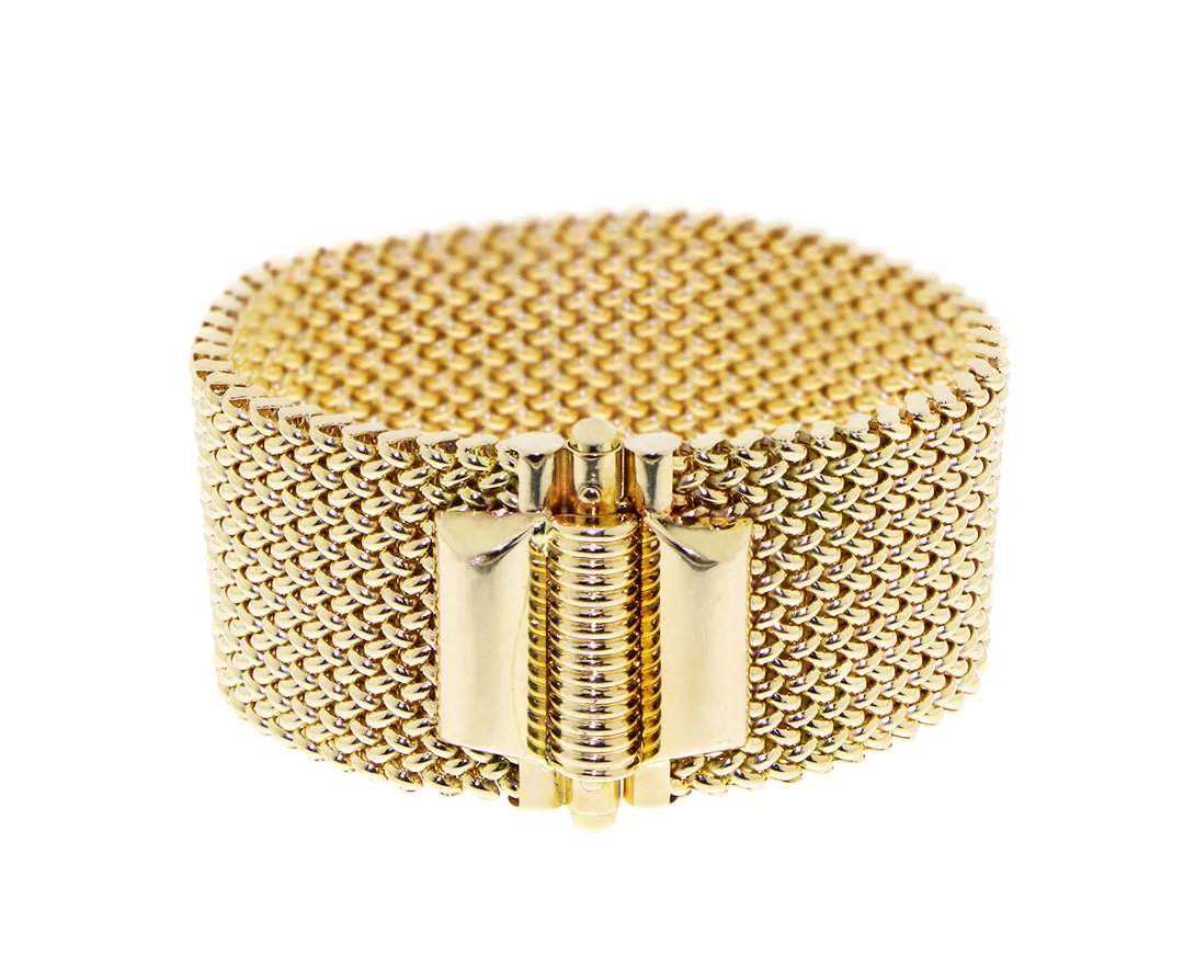 Yellow gold flat wide cuff bracelet