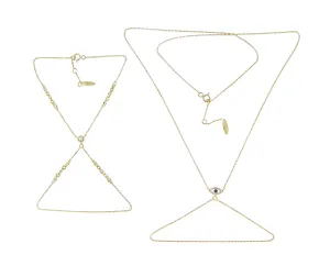 Yellow gold hand bracelets with diamonds or a diamond and sapphire nazar eye