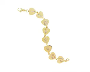 Yellow gold heart bracelet with diamonds