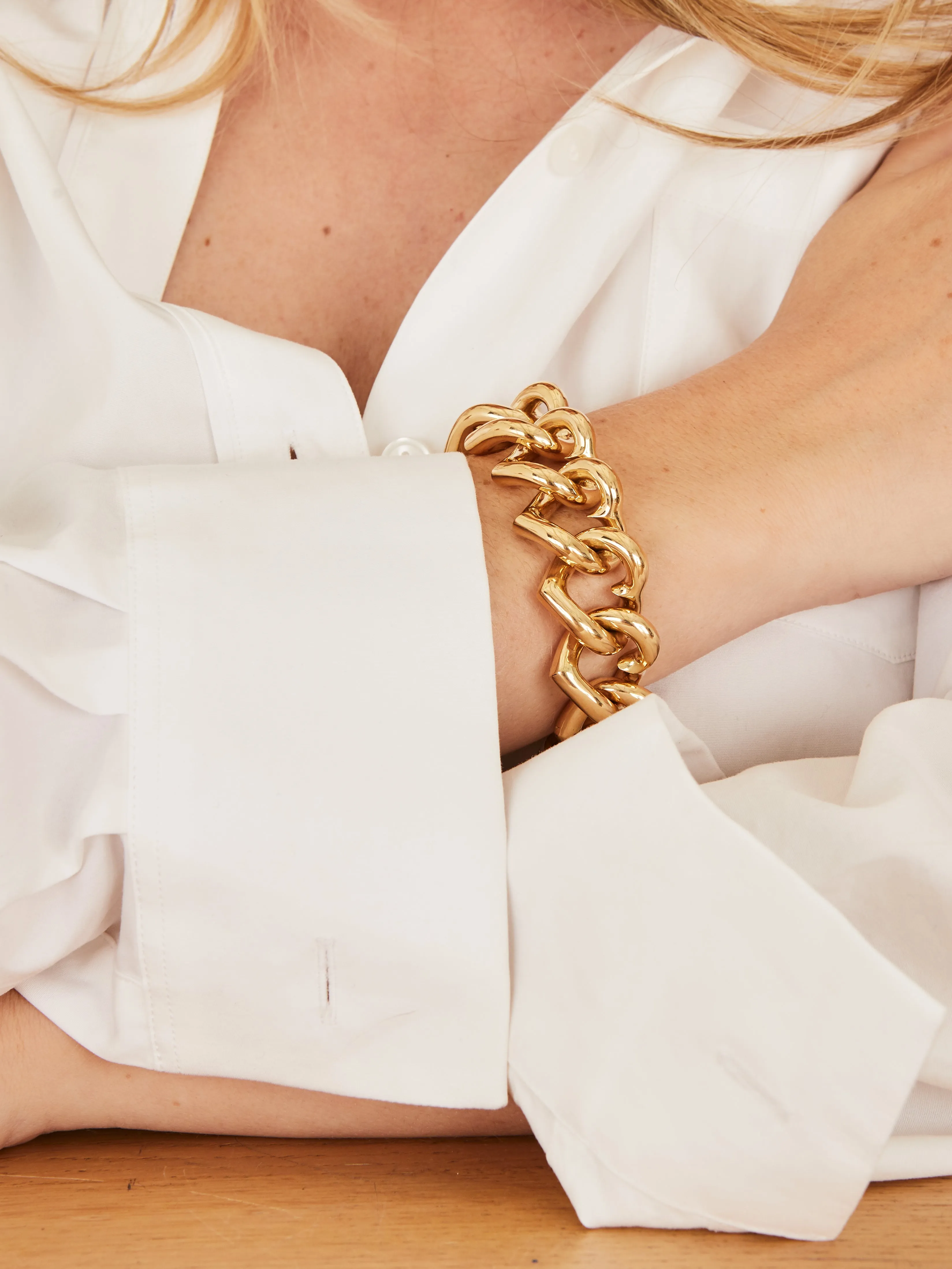 Yellow gold heart chain bracelet