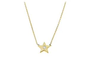 Yellow gold necklace star pendant with diamond