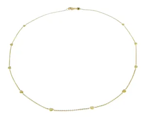 Yellow gold necklace with 10 or 4 heart charms