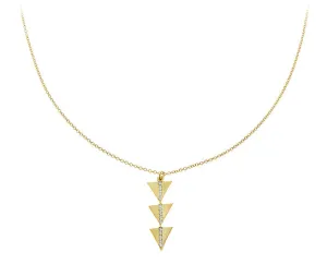 Yellow gold necklace with 3 triangles set with diamonds