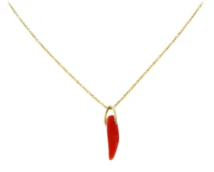 Yellow gold necklace with a coral pendant