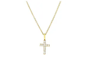 Yellow gold necklace with a diamond cross