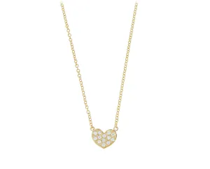 Yellow gold necklace with a diamond heart charm