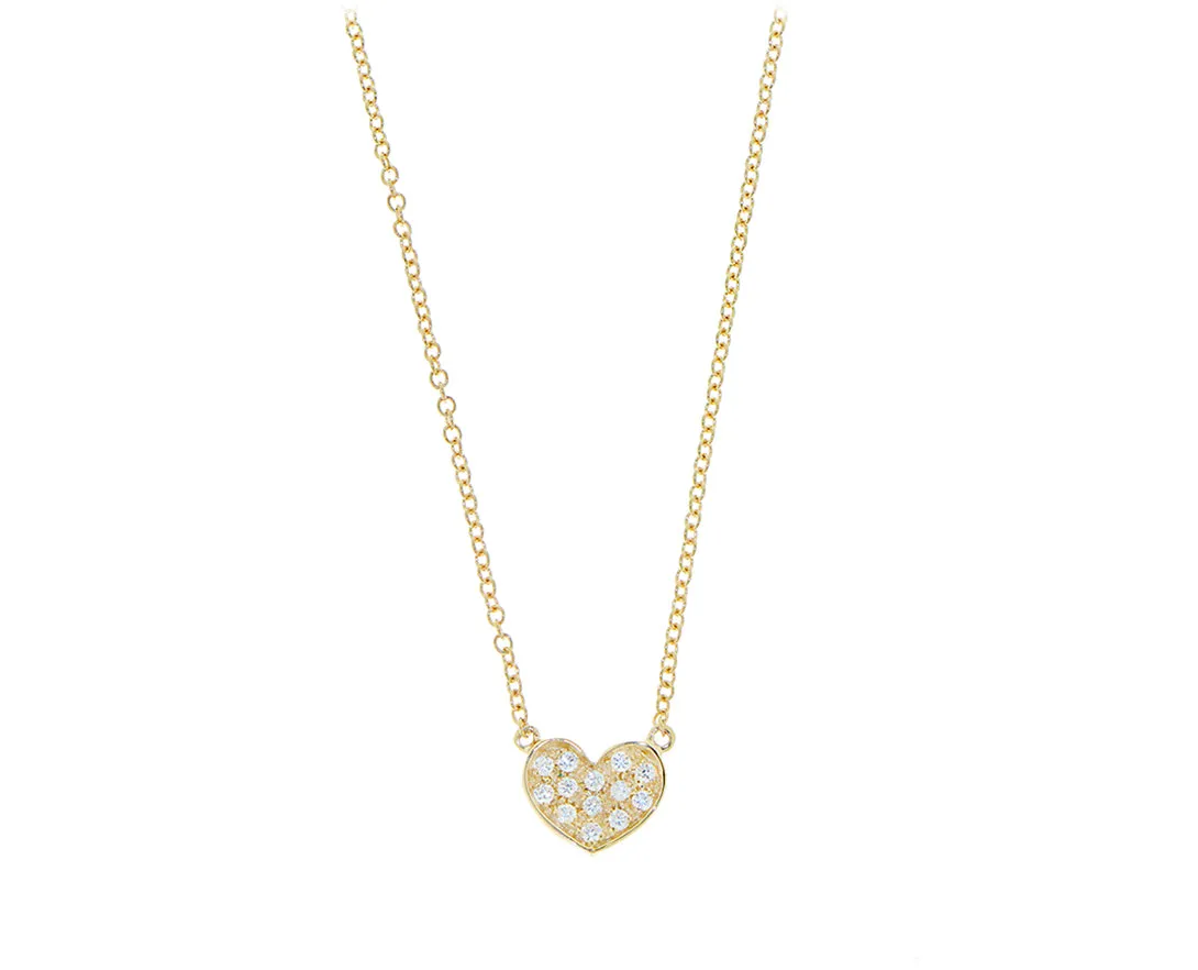 Yellow gold necklace with a diamond heart charm