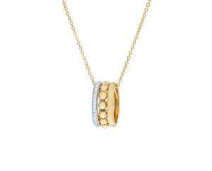 Yellow gold necklace with a diamond ring pendant