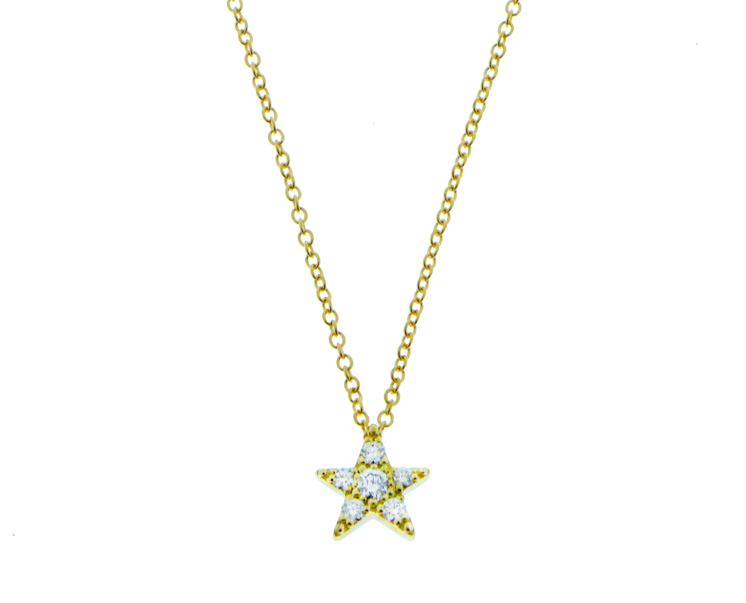 Yellow gold necklace with a diamond star pendant