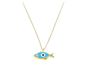 Yellow gold necklace with a fish pendant
