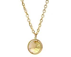 Yellow gold necklace with a globe pendant