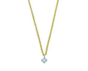 Yellow gold necklace with a single diamond pendant