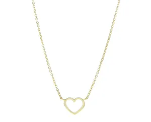 Yellow gold necklace with a small open heart charm