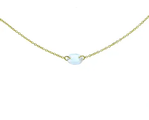 Yellow gold necklace with a white sapphire