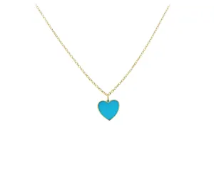 Yellow gold necklace with an enamel heart
