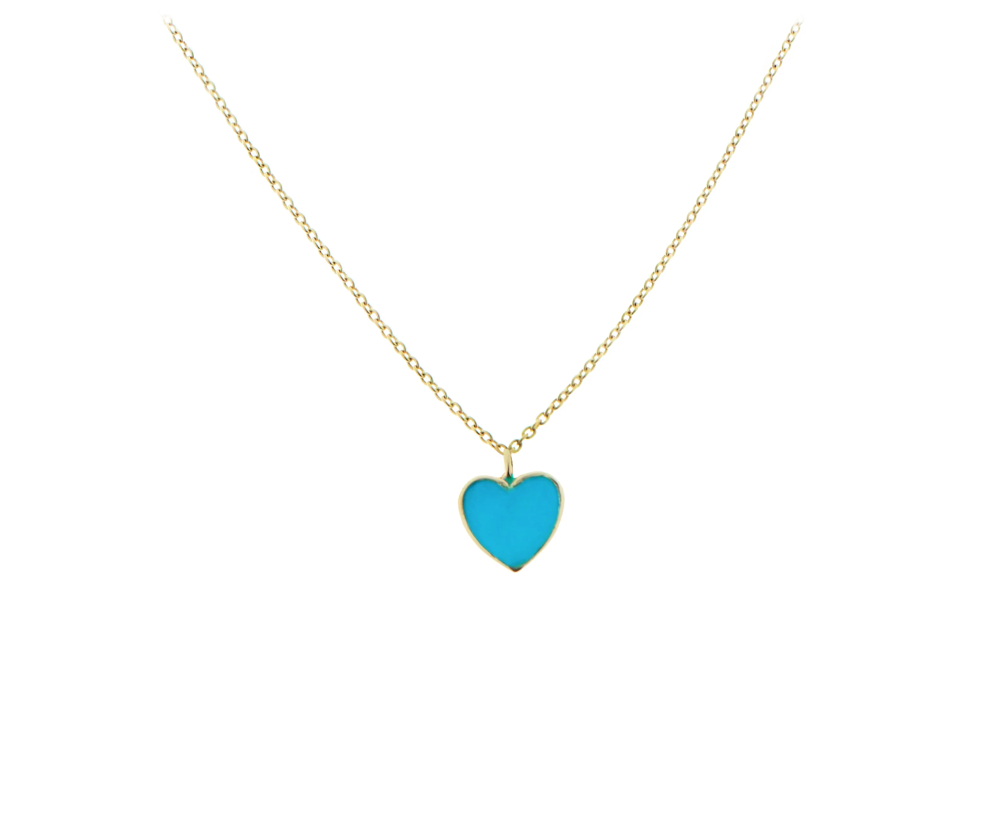 Yellow gold necklace with an enamel heart