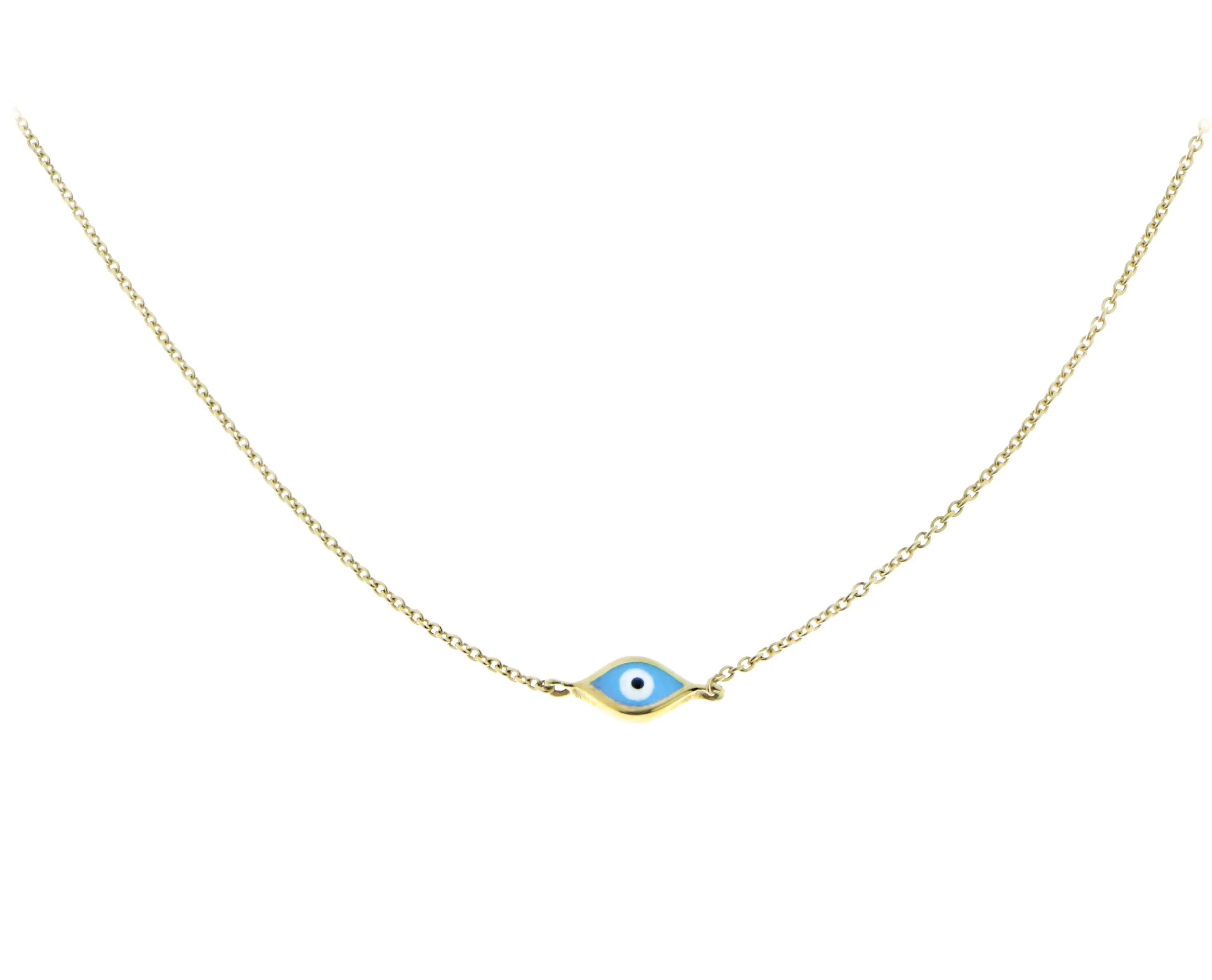 Yellow gold necklace with an eye