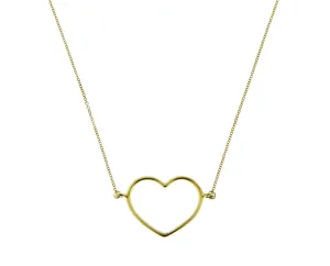 Yellow gold necklace with an open heart pendant