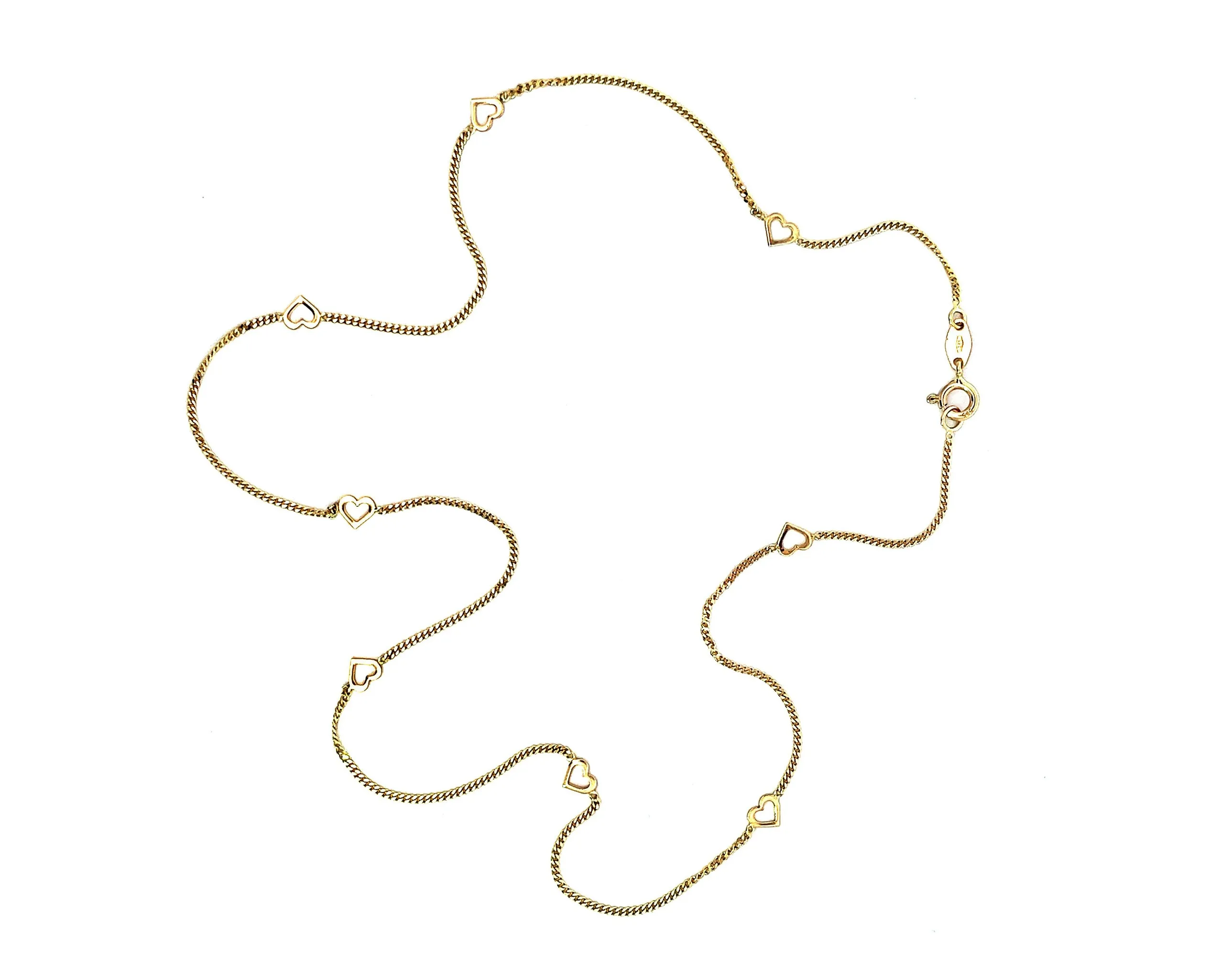 Yellow gold necklace with charms