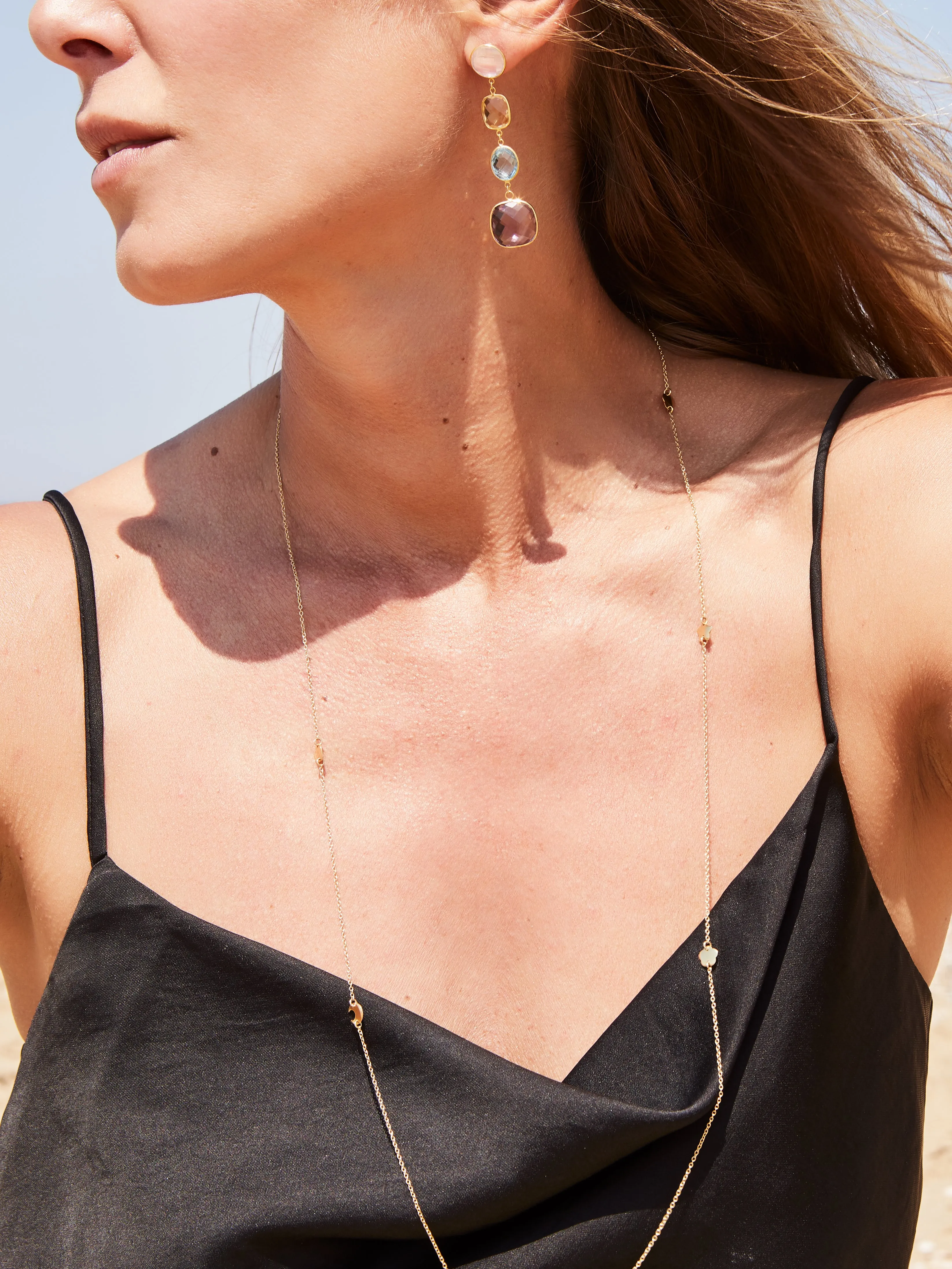 Yellow gold necklace with charms