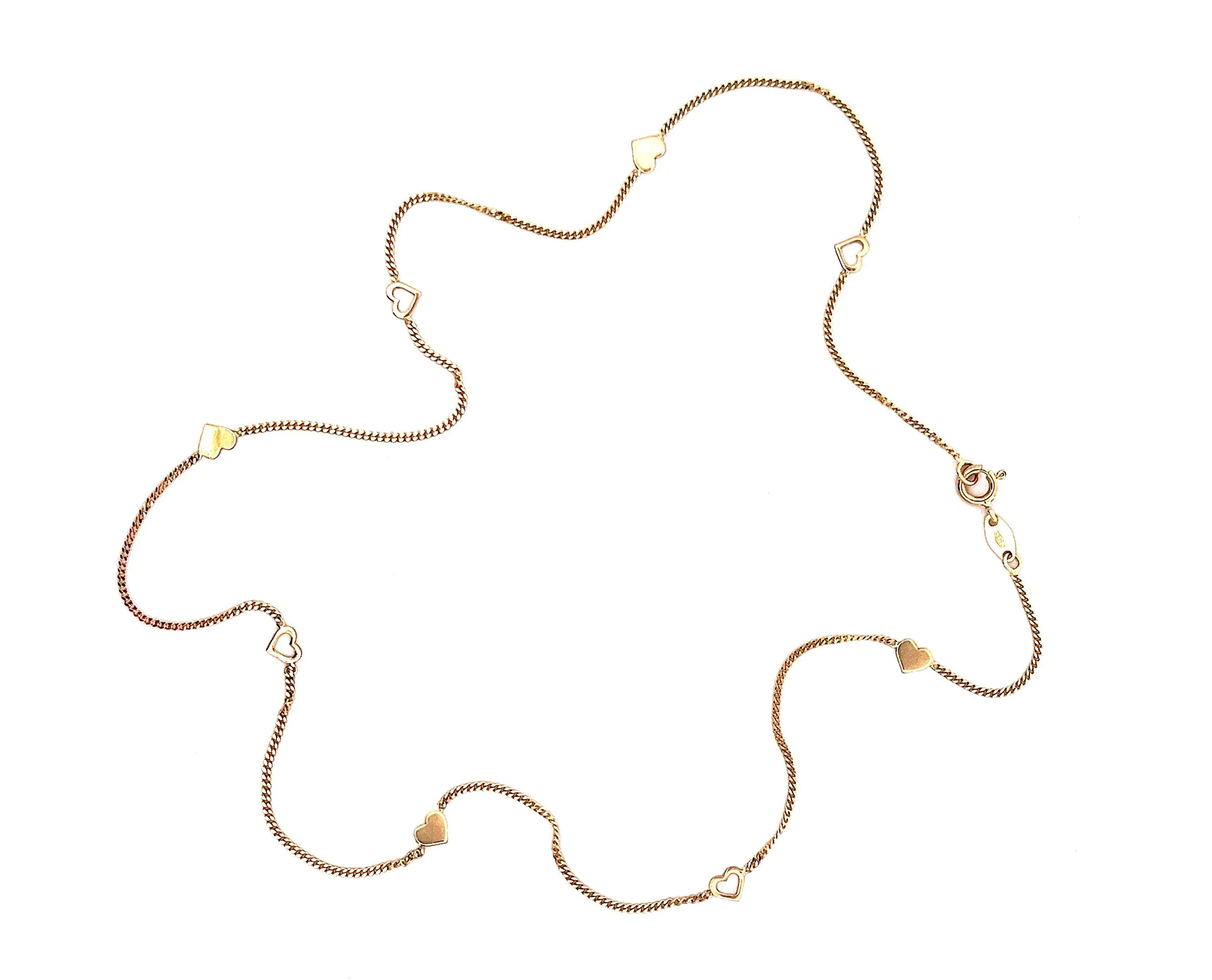 Yellow gold necklace with charms