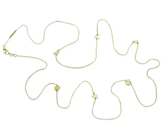 Yellow gold necklace with charms